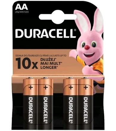 4 x Duracell AA Plus Alkaline (se 4 bateriemi) 4 tužkových baterií